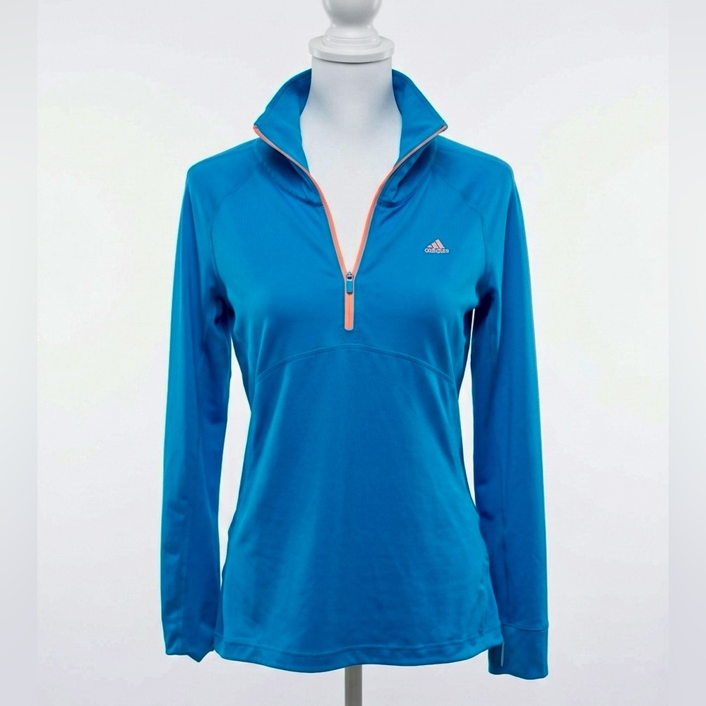 Adidas Teal and Coral Quarter-Zip Top